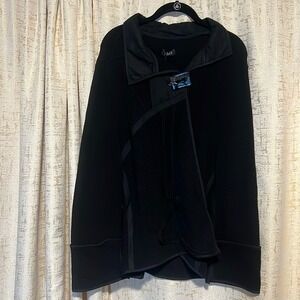 Jaskar Cardigan Women Large Black New Asymmetrical Mixed Media Knit‎ HX-238L